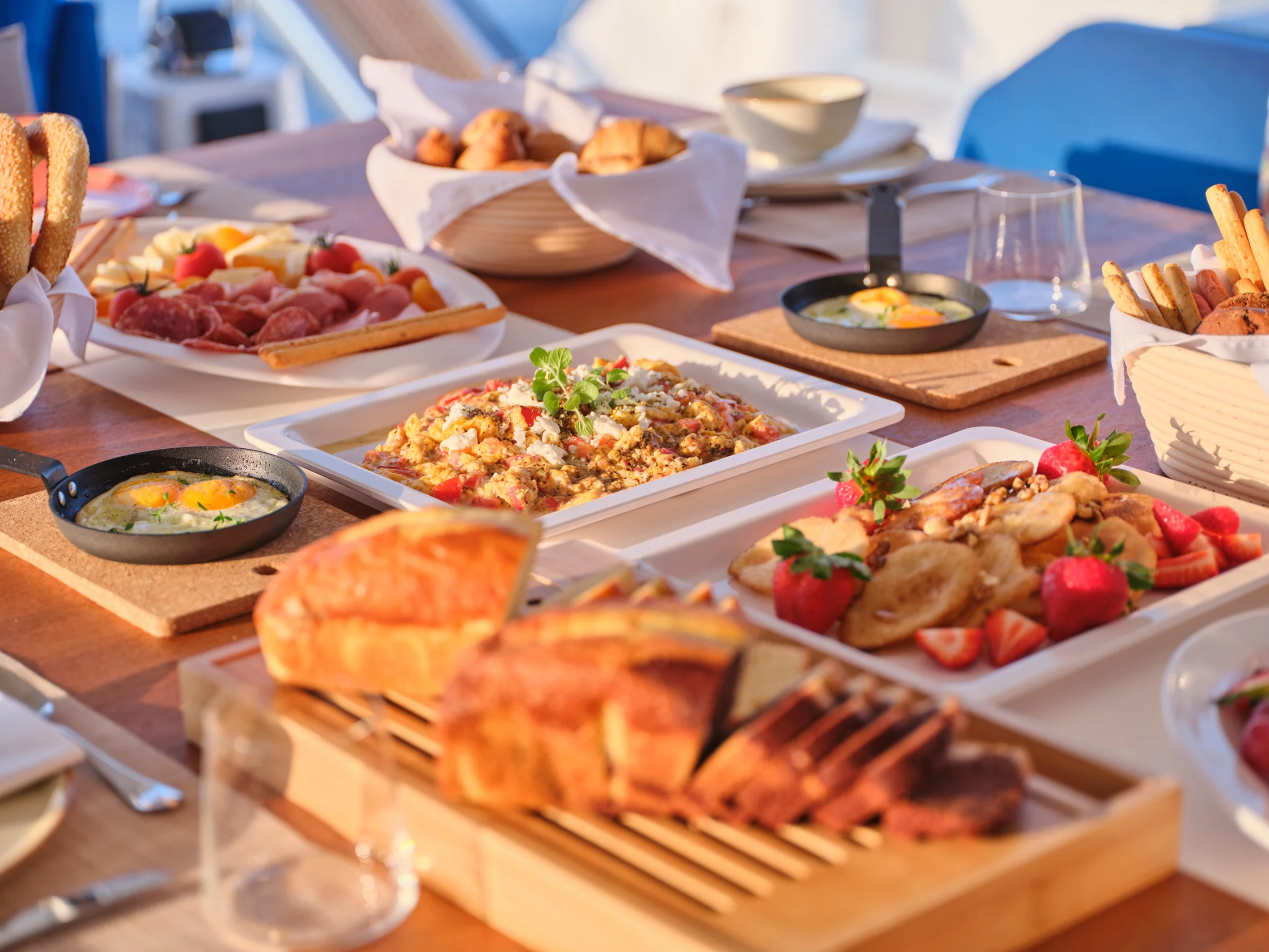 Breakfast aboard SY Aphaea, freshly prepared by the crew.