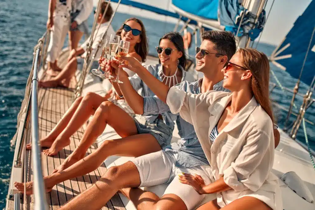 Sundowners on deck — the only dress code that matters.